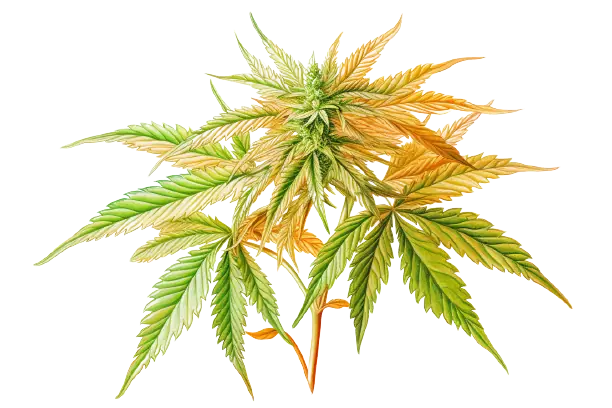 Eine Cannabispflanze mit bunten Blüten