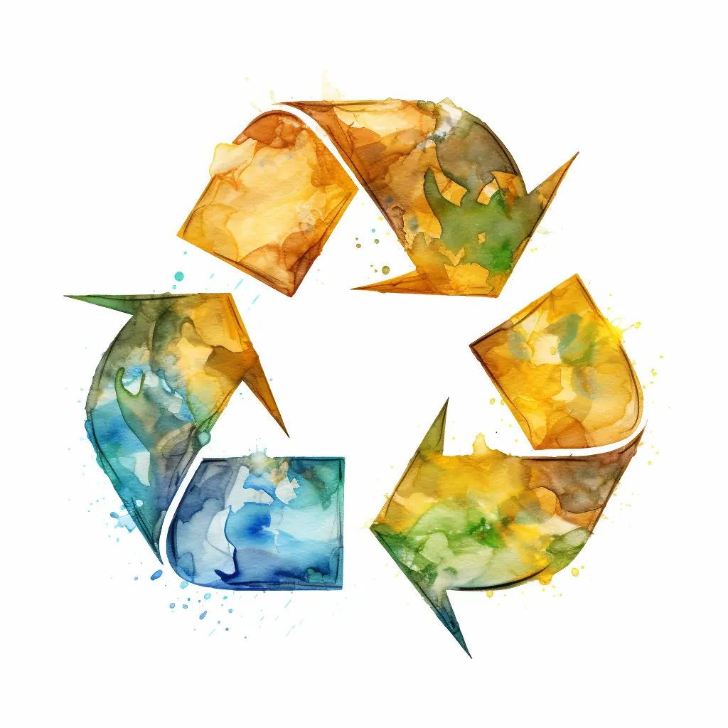 Ein beiger Hintergrund mit einem Recycling-Symbol